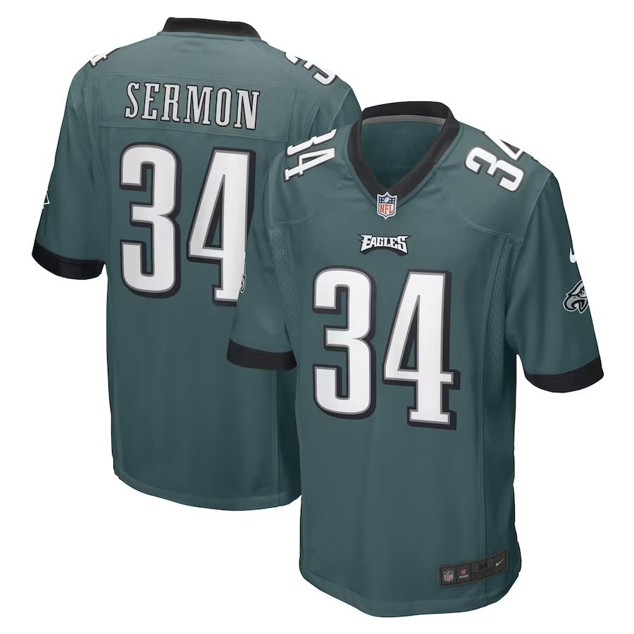 Men Philadelphia Eagles #34 Trey Sermon Nike Midnight Green Game Player NFL Jersey->philadelphia eagles->NFL Jersey